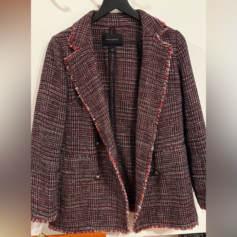FLASH SALE! Banana Republic Tweed Blazer – Red/Black/White – Size 4